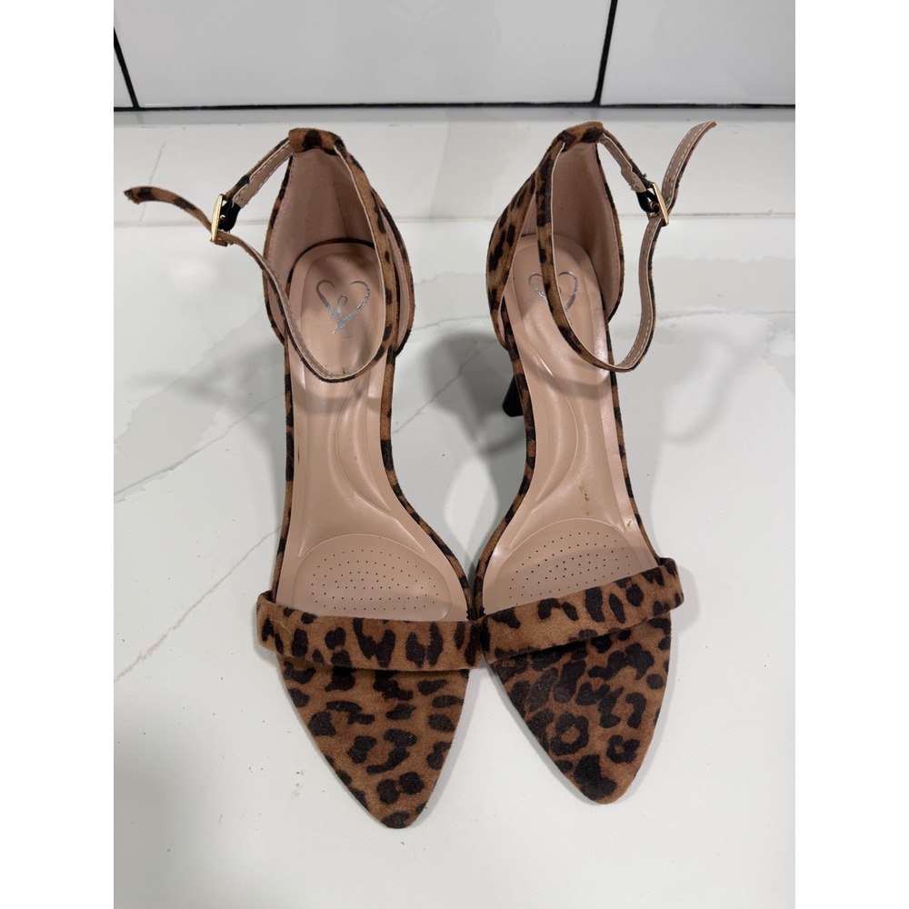 Windsor Leopard Print Pointed Toe Ankle Strap Stiletto Heels Brown Black Pumps